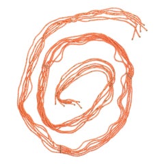 Coral Bead Scarf Necklace with 18K Yellow Gold Beads