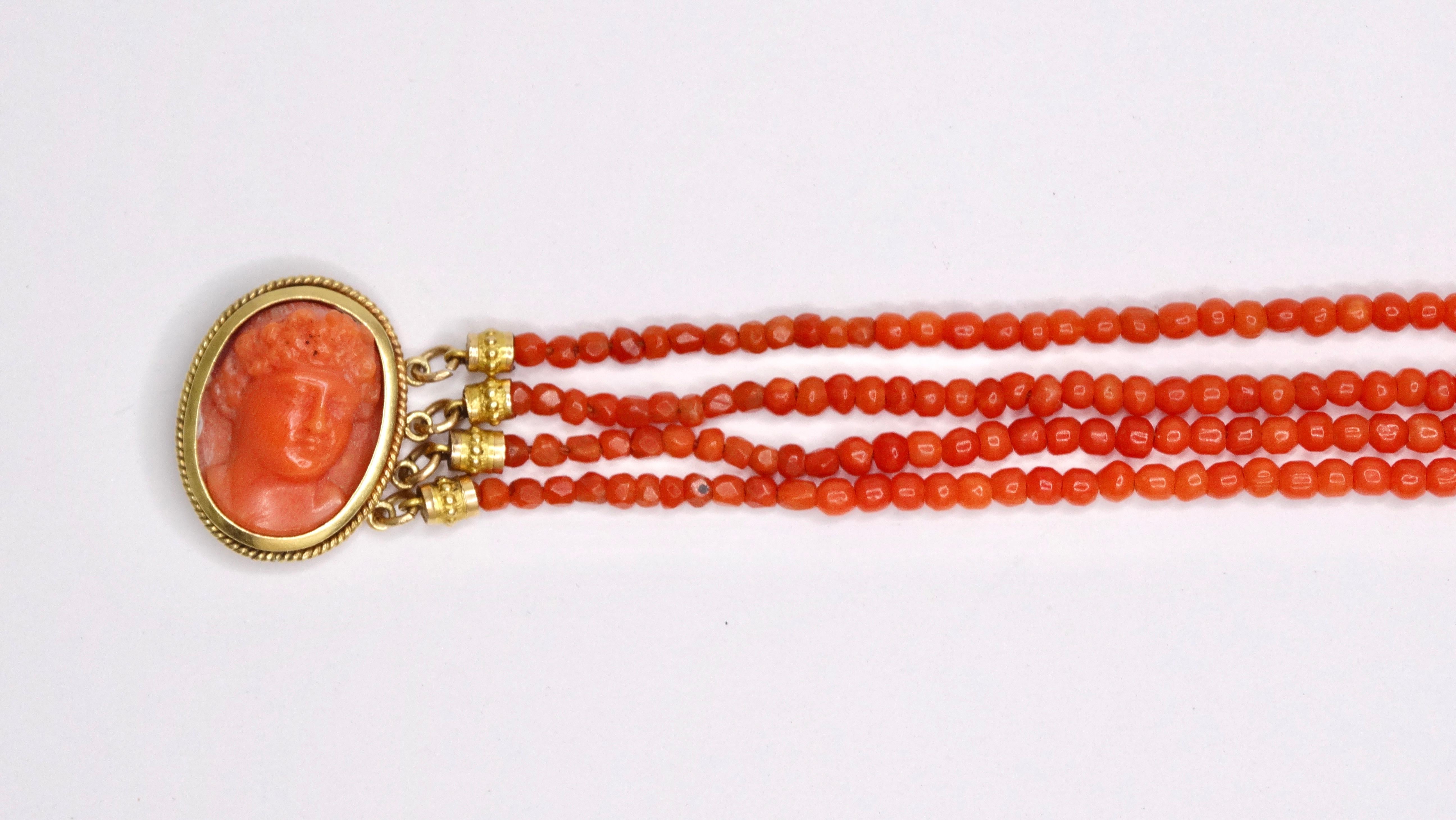 Perlenbesetztes Kamee-Vintage-Armband (Ovalschliff) im Angebot