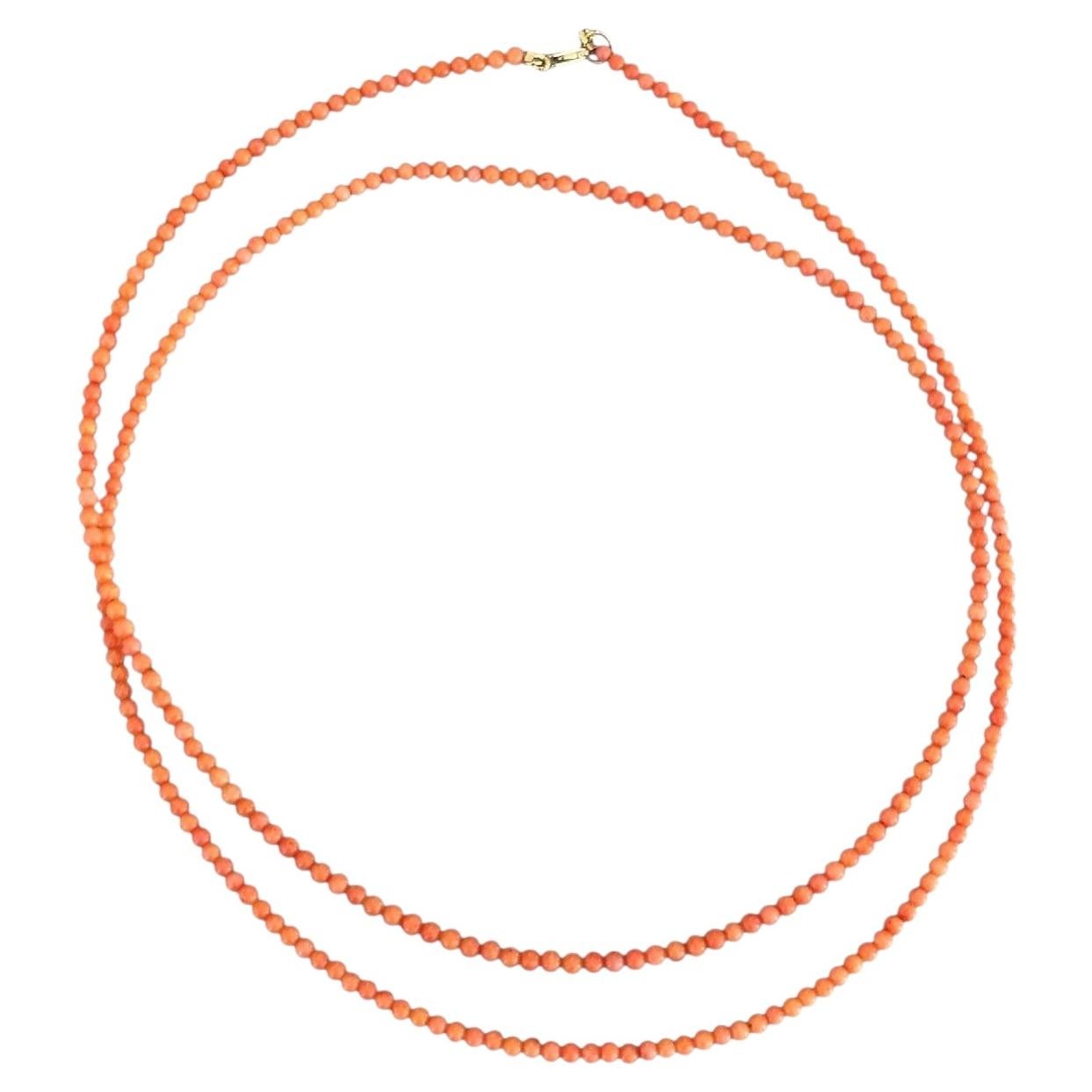 Coral Beaded Necklace, 32.5", wear long or double wrap