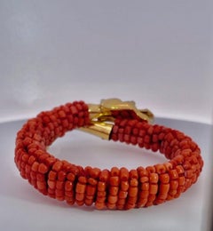 Bracciale a serpente con perline di corallo 9K