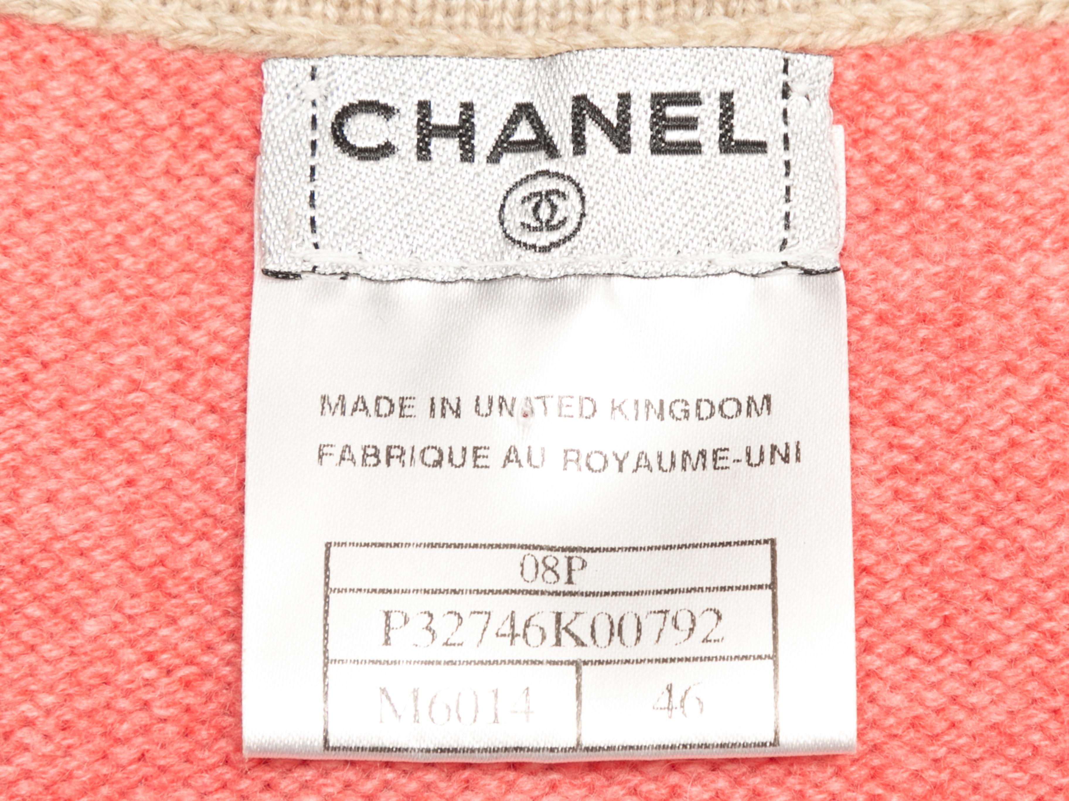 Coral & Beige Chanel Spring/Summer 2008 Cashmere Cardigan 1