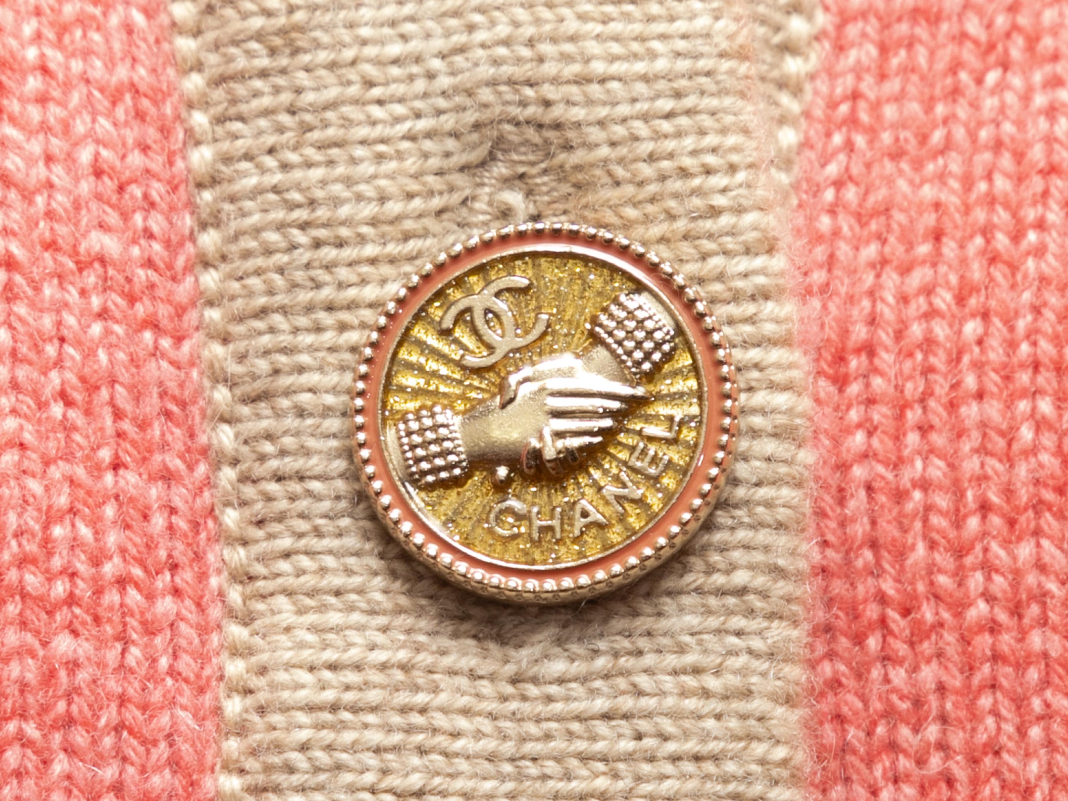 Coral & Beige Chanel Spring/Summer 2008 Cashmere Cardigan 3