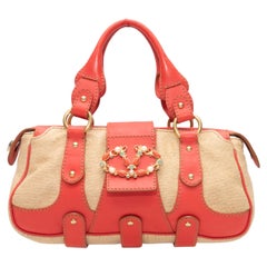Coral & Beige Valentino Top Handle Tote