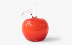 Coral Blown Glass Decorative Apple