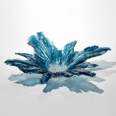 Coral Bowl in Aqua, Blue & Clear Glass Sculptural Centrepiece by Wayne Charmer