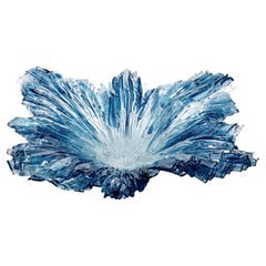 Coral Bowl in Aqua, Blue & Clear Glass Sculptural Centrepiece by Wayne Charmer