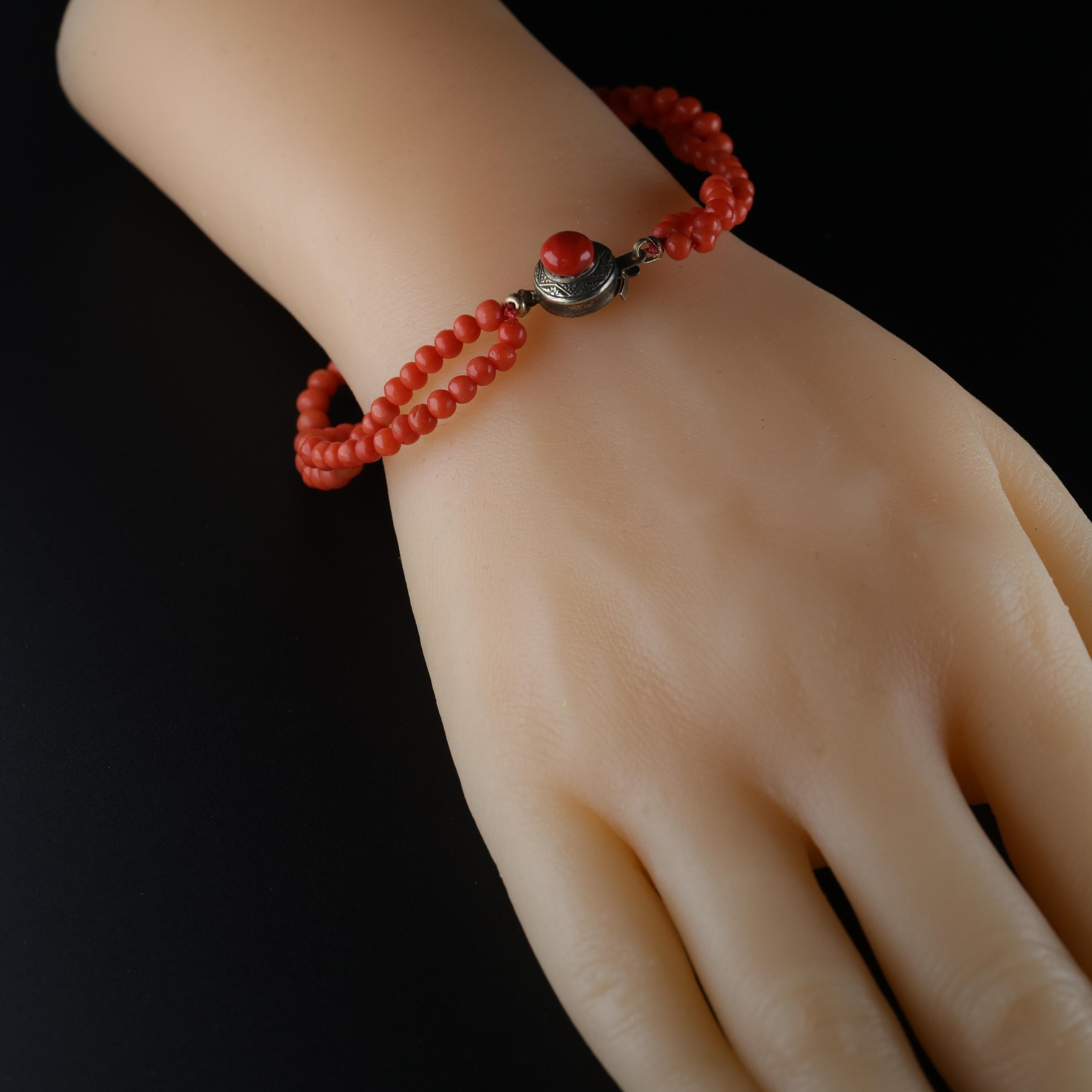 Coral Bracelet Victorian with Serpent and Natural Pearl 9