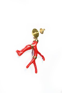 Coral Branch Earrings 18 Karat Gold