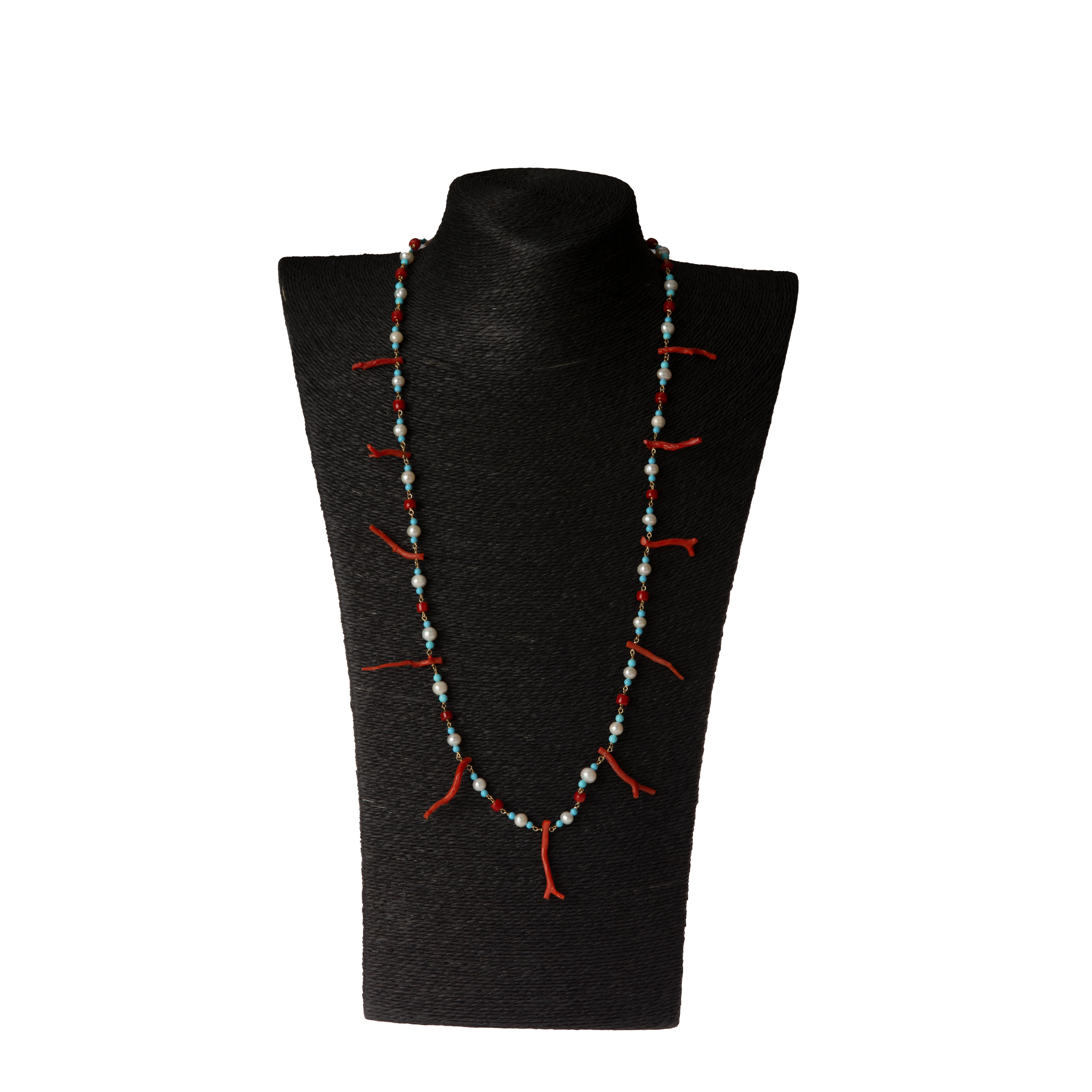 Long necklace with natural red Italian coral branch Gold, total length 80 cm.
You ca were the branch on the side and also making 2 Lap on the neck as your preference.
All Giulia Colussi jewelry is new and has never been previously owned or worn.