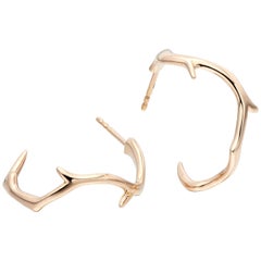 Coral Branch Hoop Earrings 18 Karat Gold