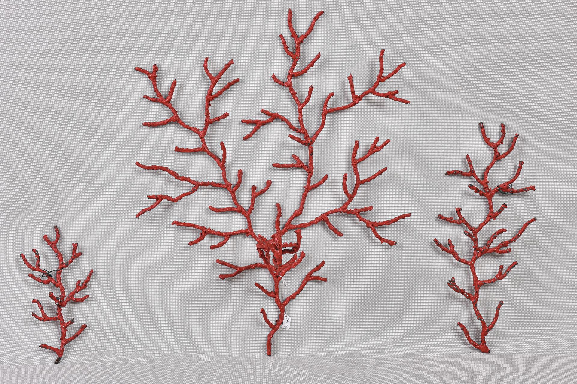 Coral branches iron wall sculptures, completely handmade by a Tuscan sculptor more than 20 years ago.
The large coral branche may be used as a candle holder on the wall and may be completed with two other small branch-sculptures.  It has been glazed