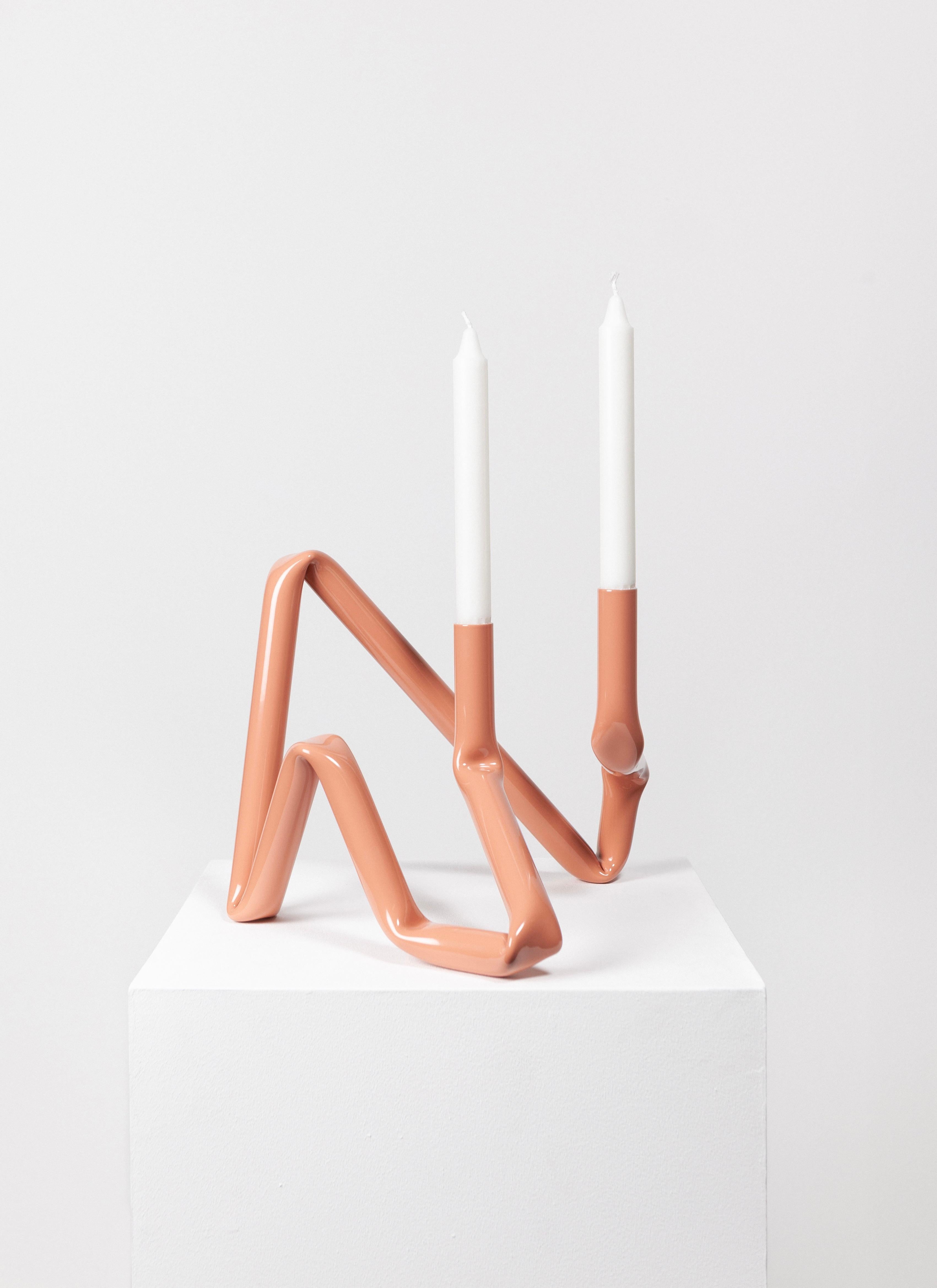 Contemporary Coral Bucatini Candle Holder For Sale