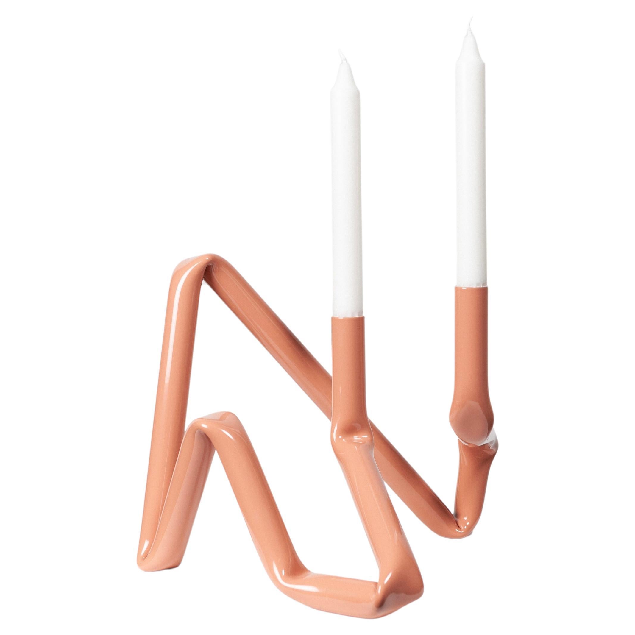 Coral Bucatini Candle Holder For Sale