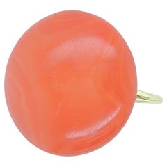 Coral Button Gold Ring