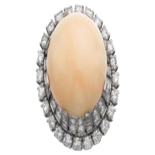 Coral Cabochon Diamond ring