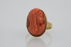 Coral Cameo Ring 14K