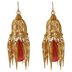 Coral Cannetille Pendant Earrings