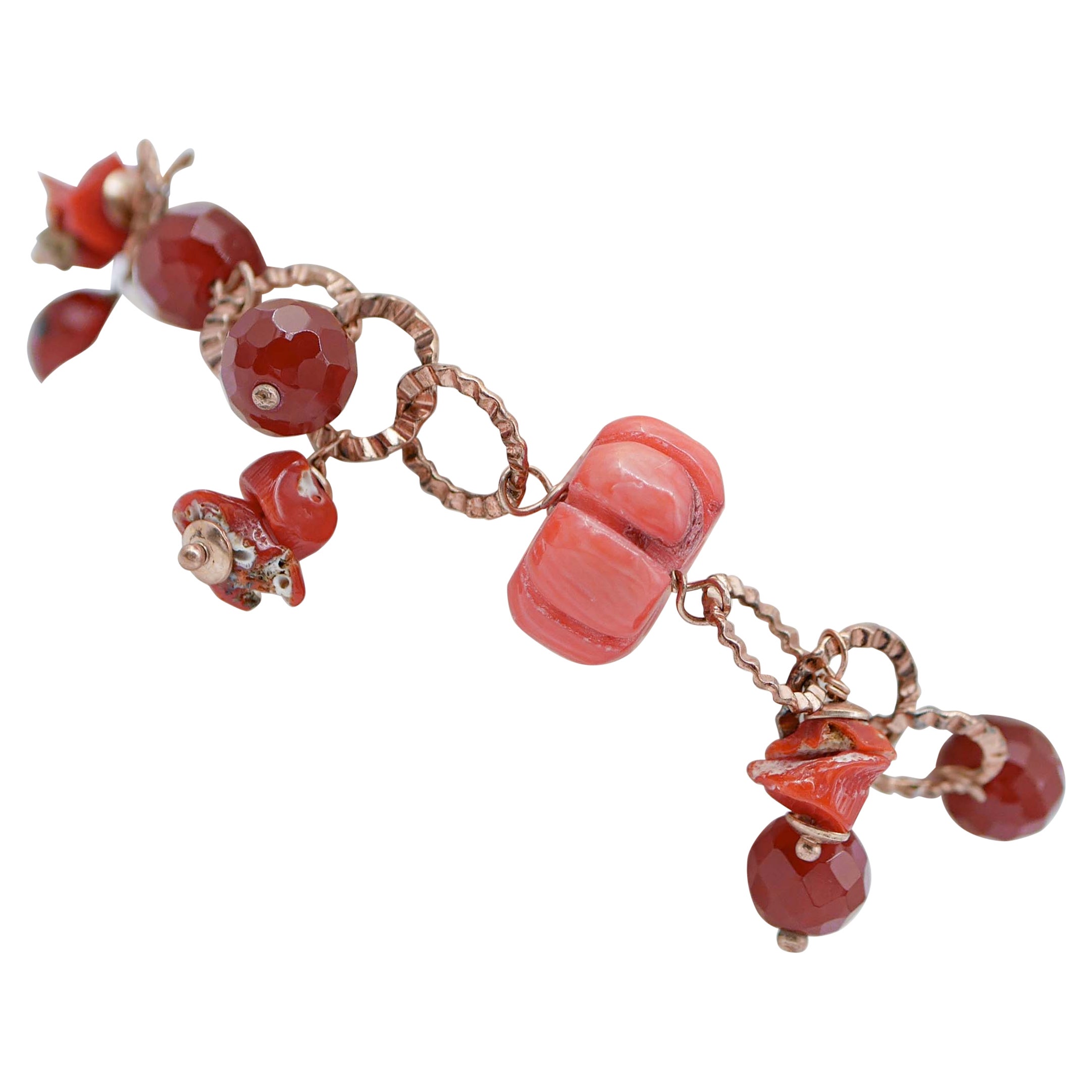 Coral, Carnelian, Retrò Bracelet