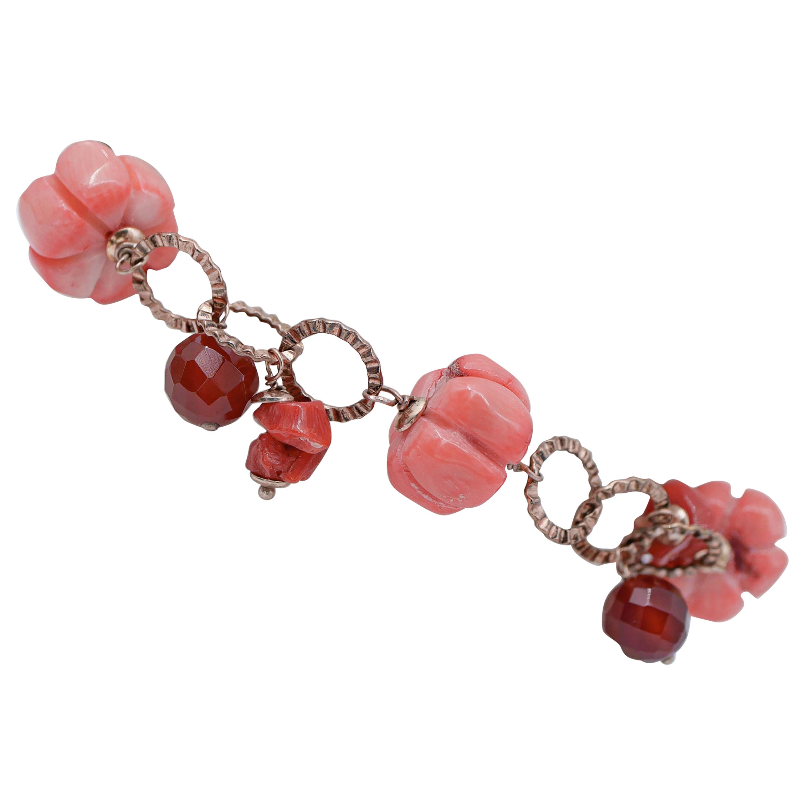 Coral, Carnelian, Retrò Bracelet