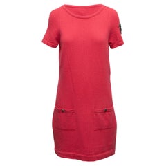 Vestido de punto de cachemira Coral Chanel Otoño/Invierno 2009 Talla FR 44