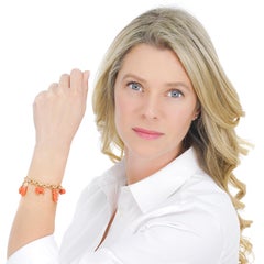 Coral Charms on a Gold Bracelet One-of-a-Kind