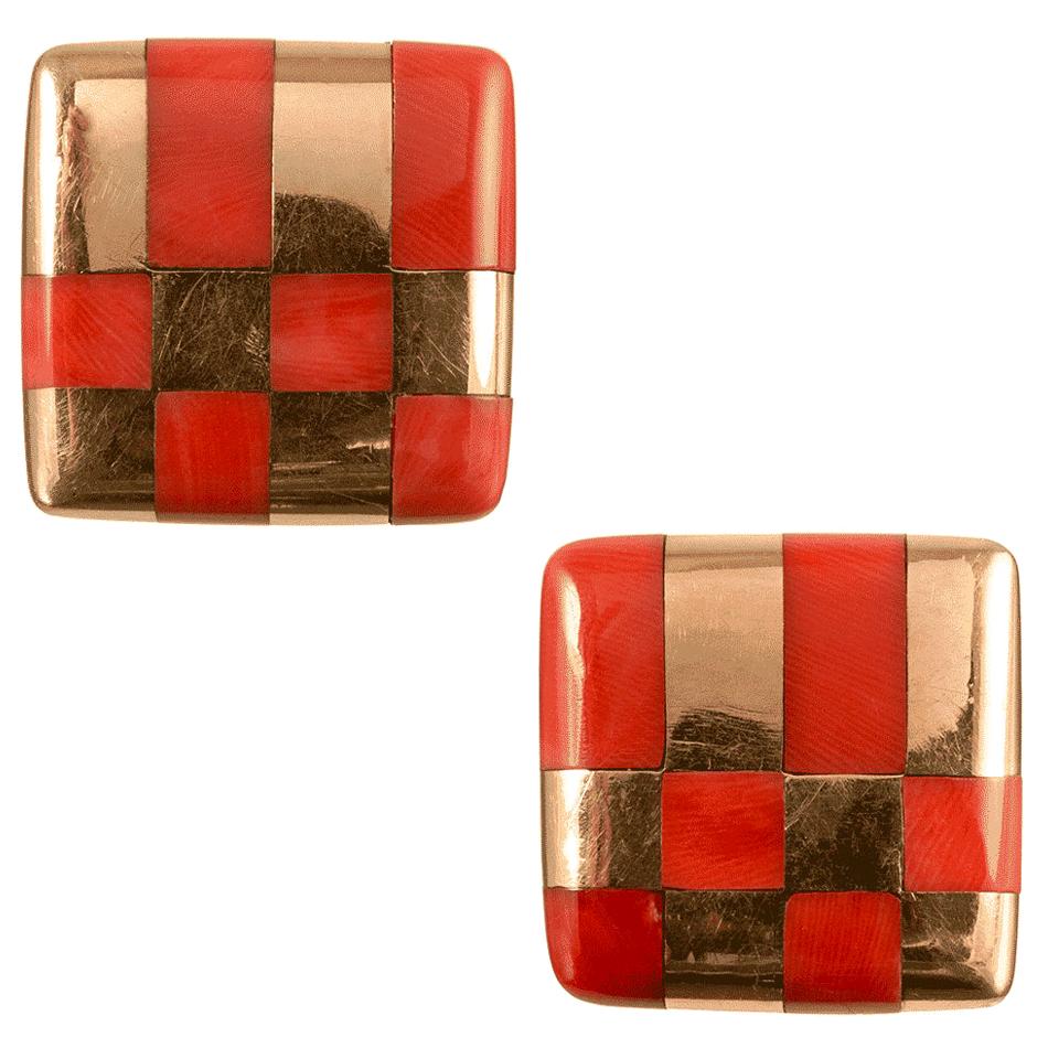 Coral Checkerboard Earrings by Angela Cummings for Tiffany & Co.