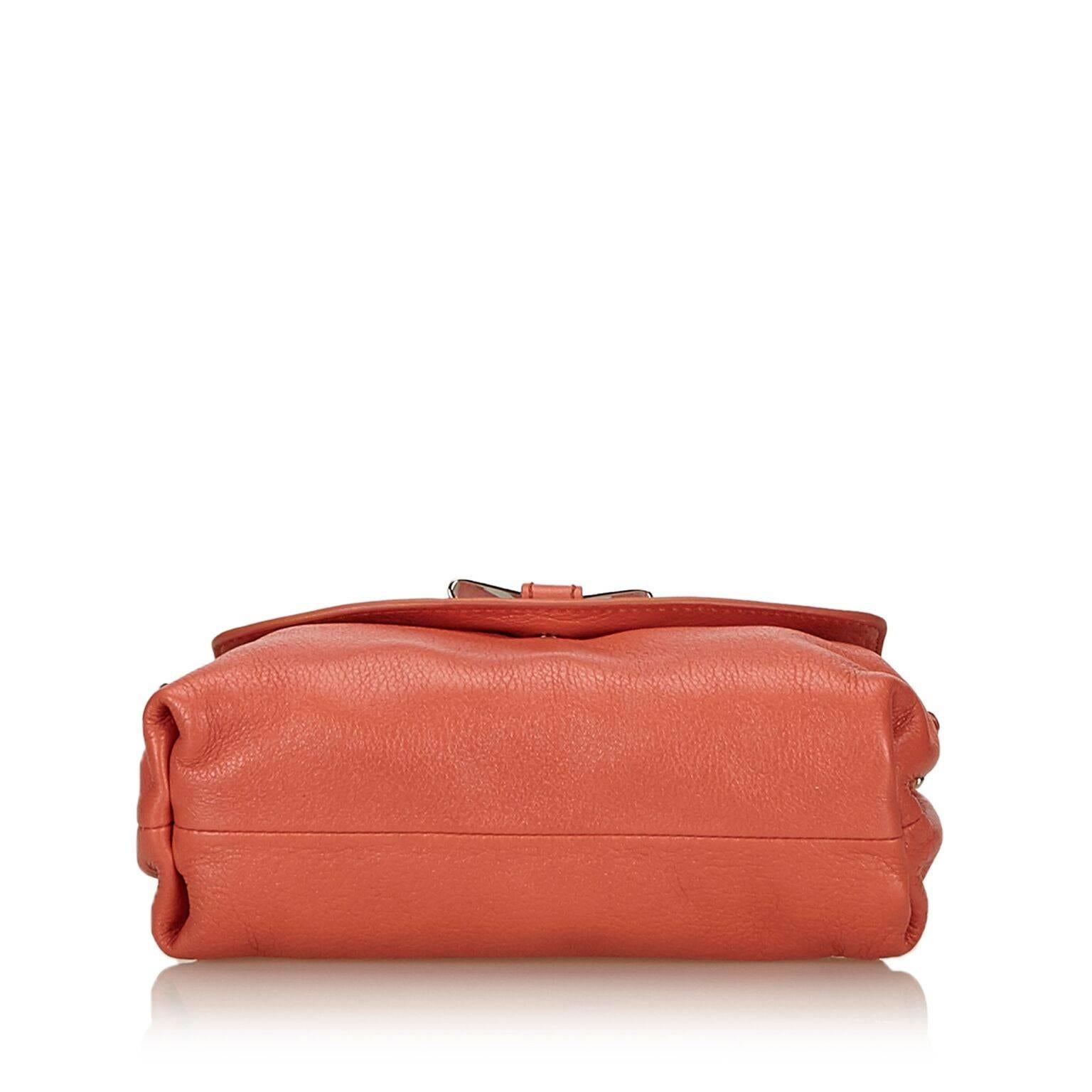 Coral Chloe Leather Lily Crossbody Bag In Good Condition In New York, NY