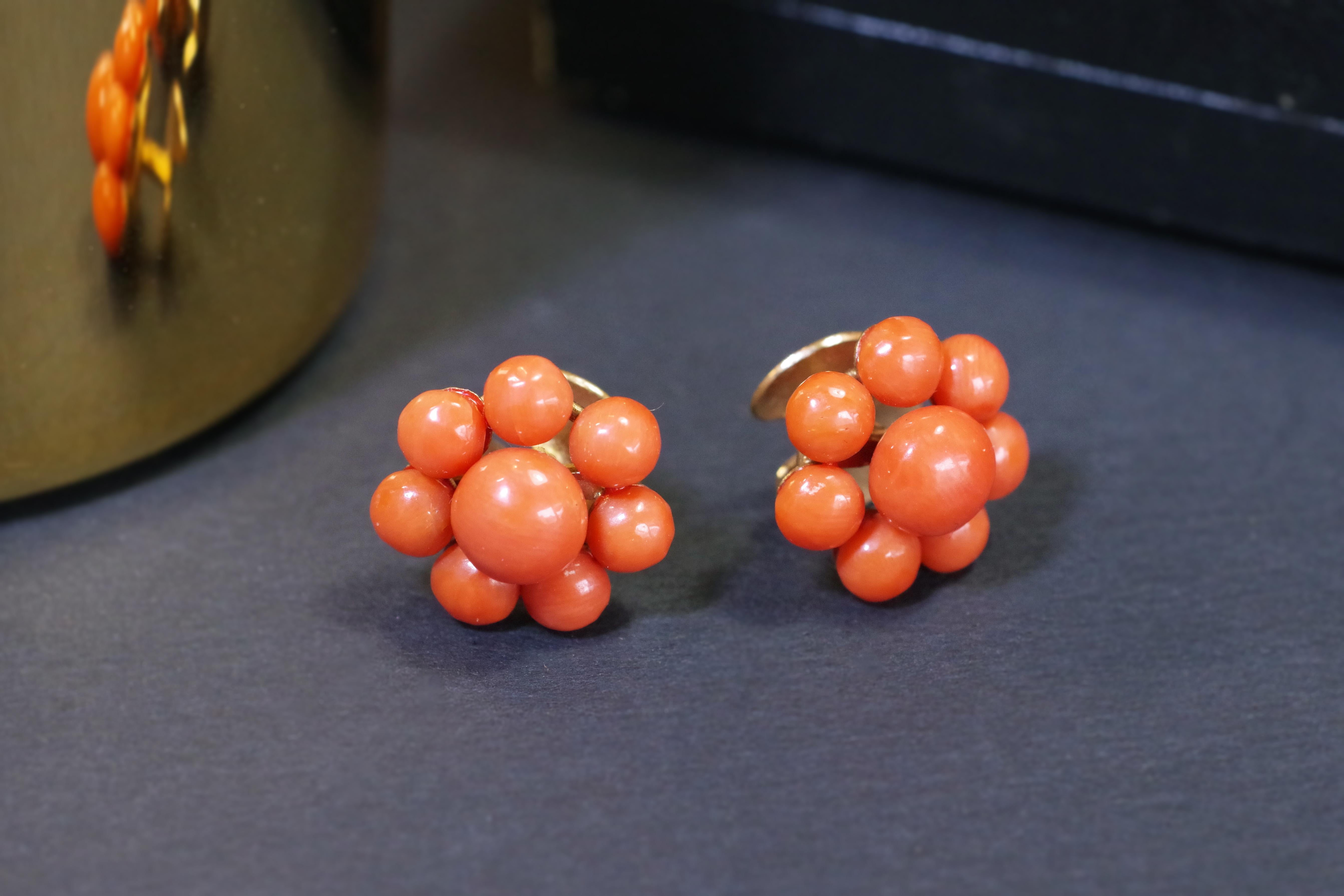 Coral Collar Button in Rose Gold 9 Karats For Sale at 1stDibs | antique ...