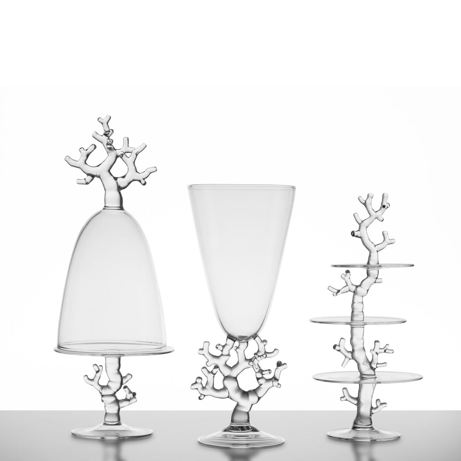 'Coral Collection Set'
Introducing the exquisite Coral Collection Set, a breathtaking ensemble of hand-blown glass artistry by the renowned Simone Crestani. This elegant set includes the Coral Vase, Coral Triple Upstand, and Coral Domed Upstand,