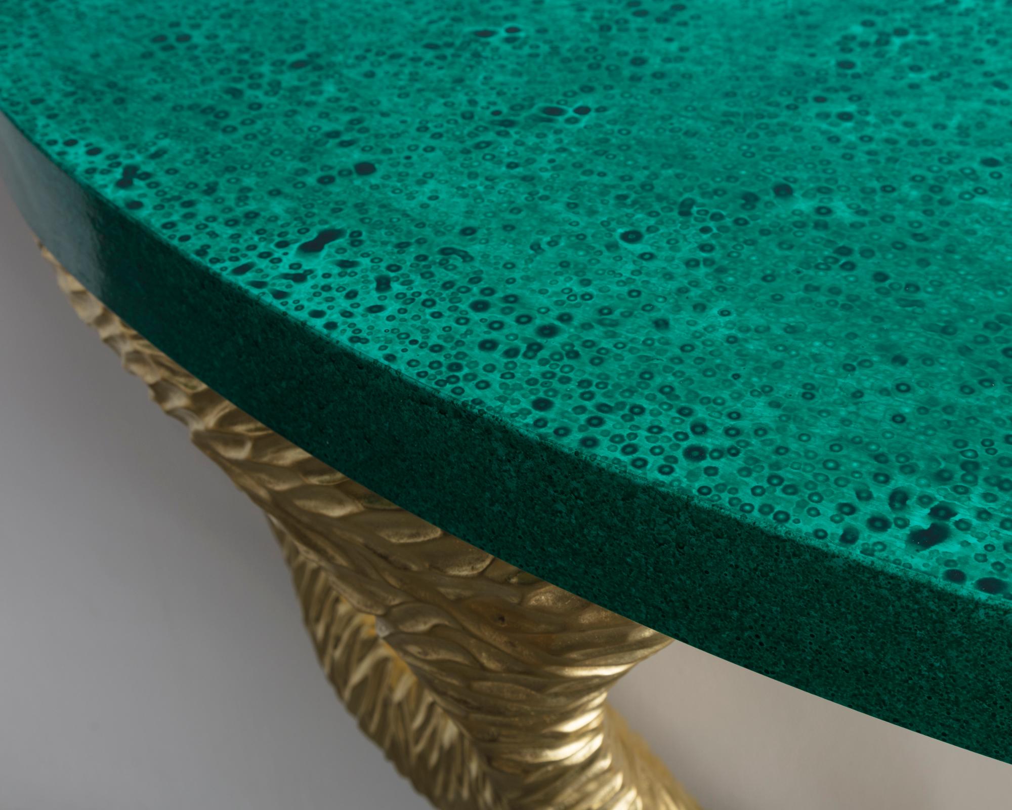 Coral Console in Pine with Faux Malachite Painted Top by Ashley Hicks, 2018 For Sale 1