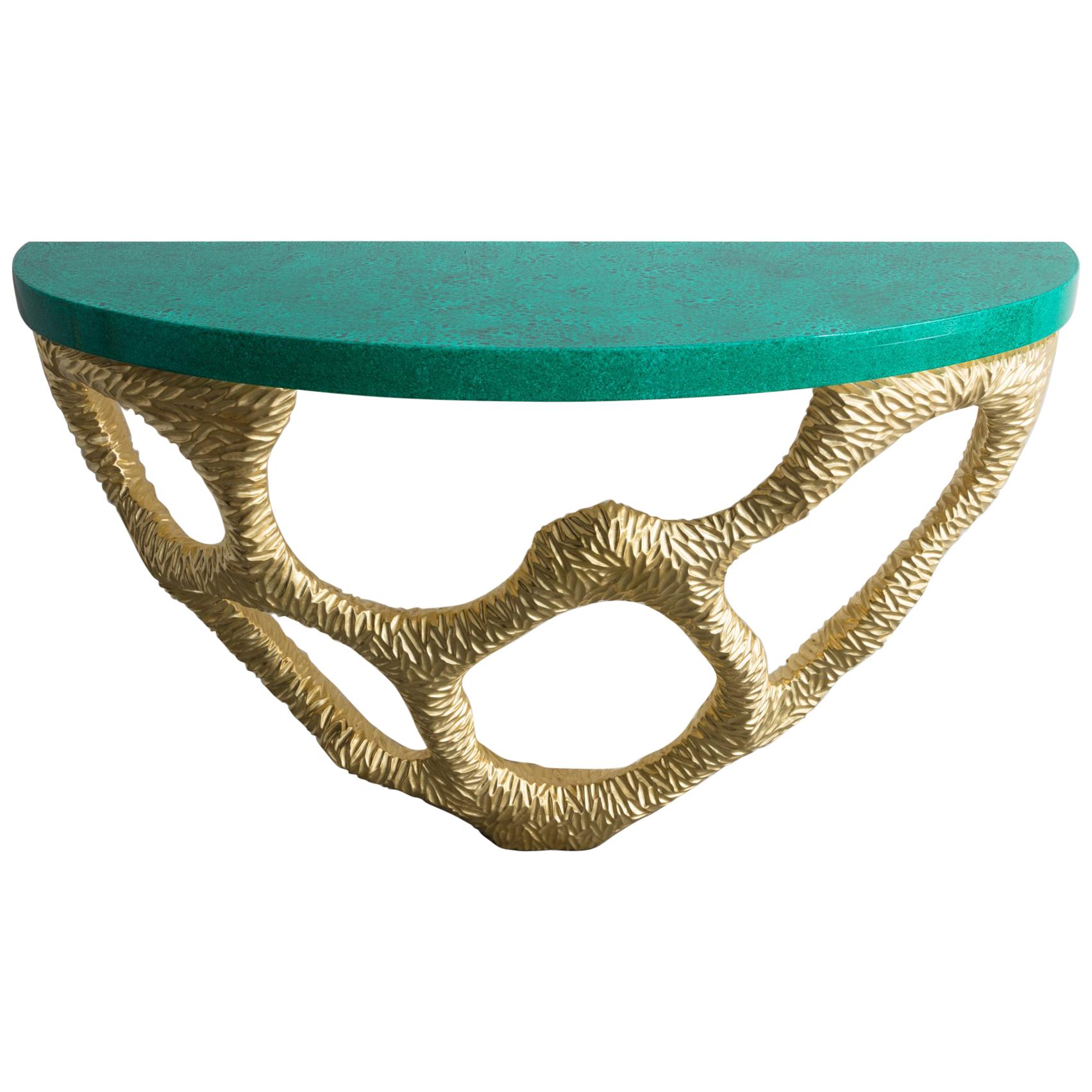Coral Console in Pine with Faux Malachite Painted Top by Ashley Hicks, 2018