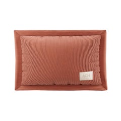 Coral Corduroy Decorative Throw Pillow, Modern Lumbar Cushion in Ribbed Velvet