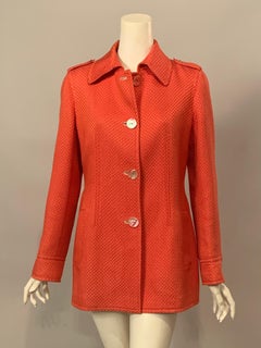 Cotone e seta color corallo  Giacca con cintura del marchio italiano di lusso Brioni