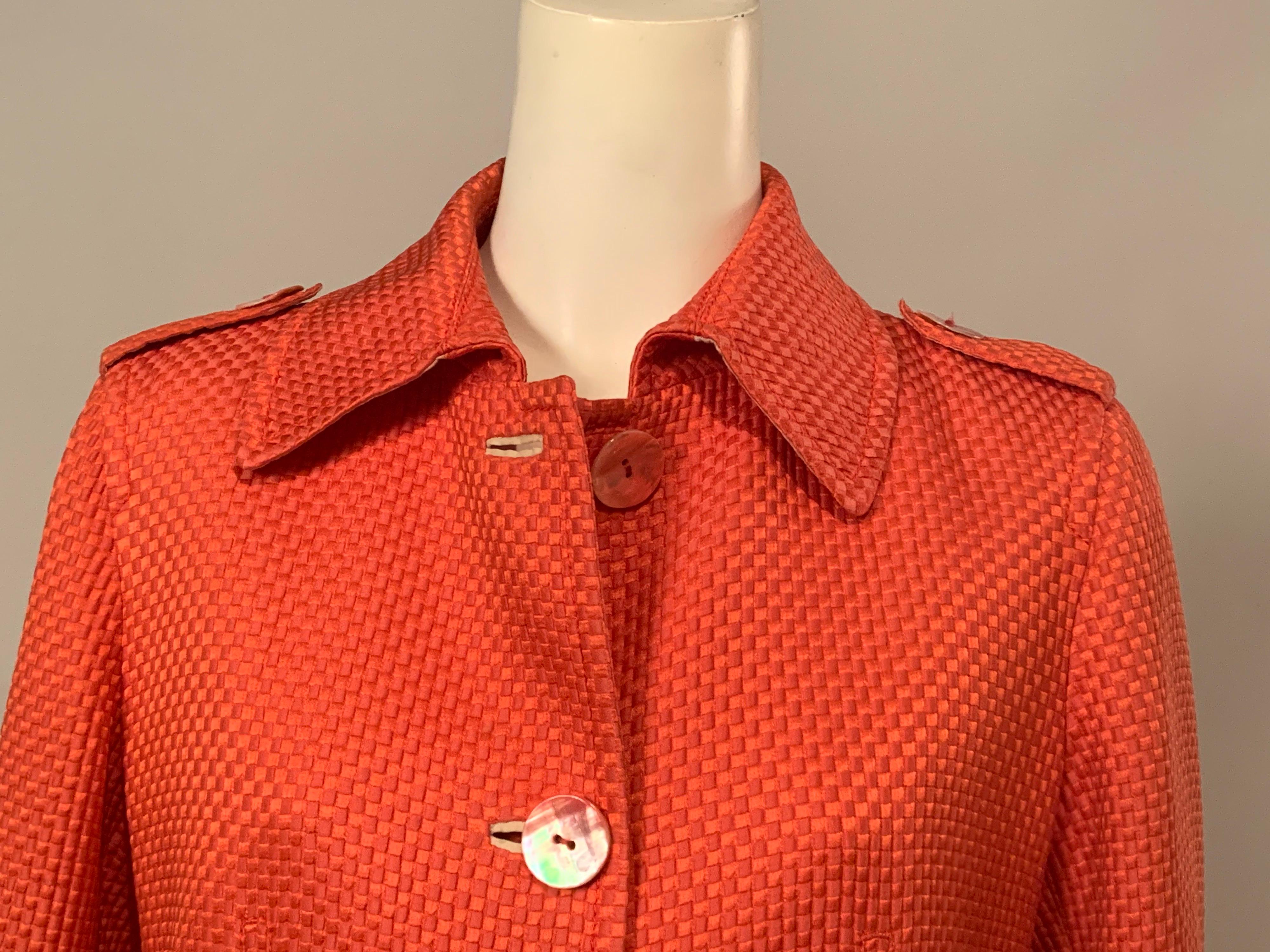 Red Coral Cotton and Silk  Belted Jacket from Italian Luxury Brand Brioni For Sale