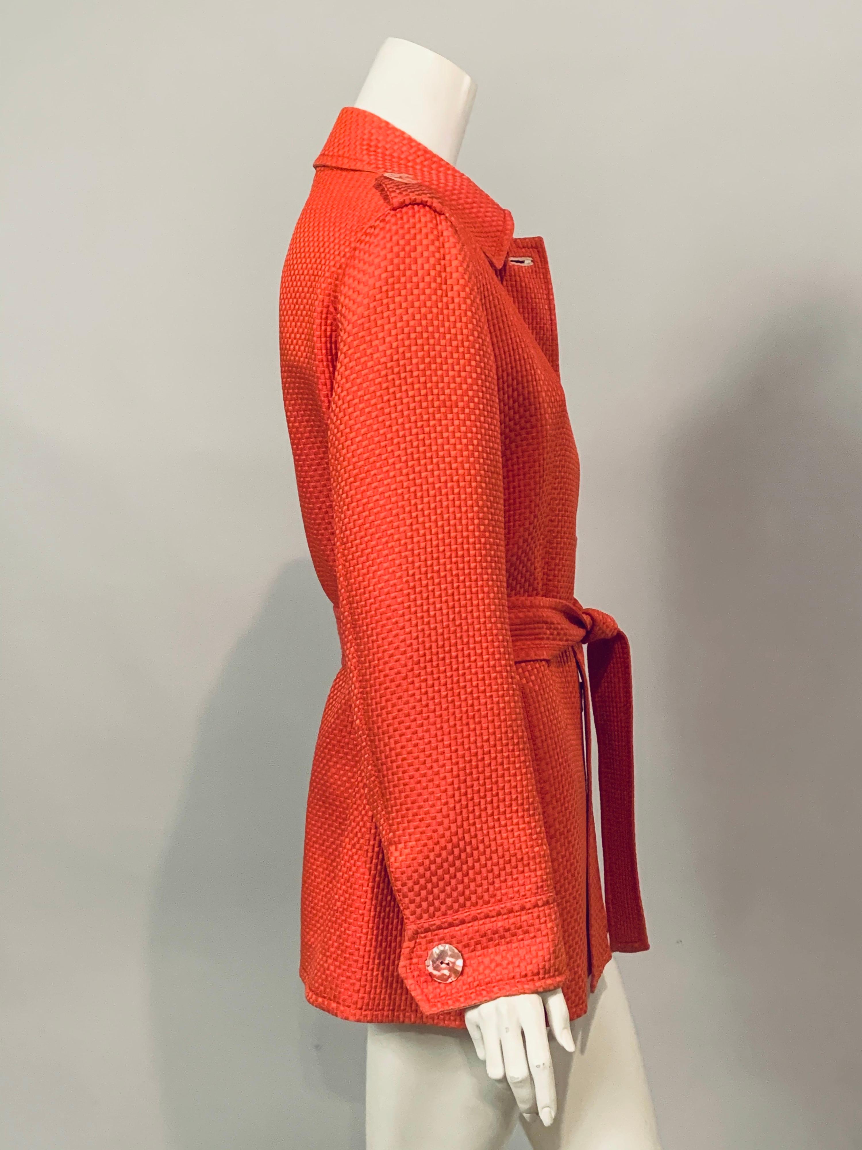 Women's Coral Cotton and Silk  Belted Jacket from Italian Luxury Brand Brioni For Sale