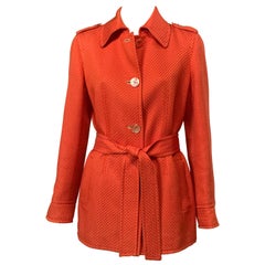 Used  Coral Cotton and Silk  Belted Jacket from Italian Luxury Brand Brioni