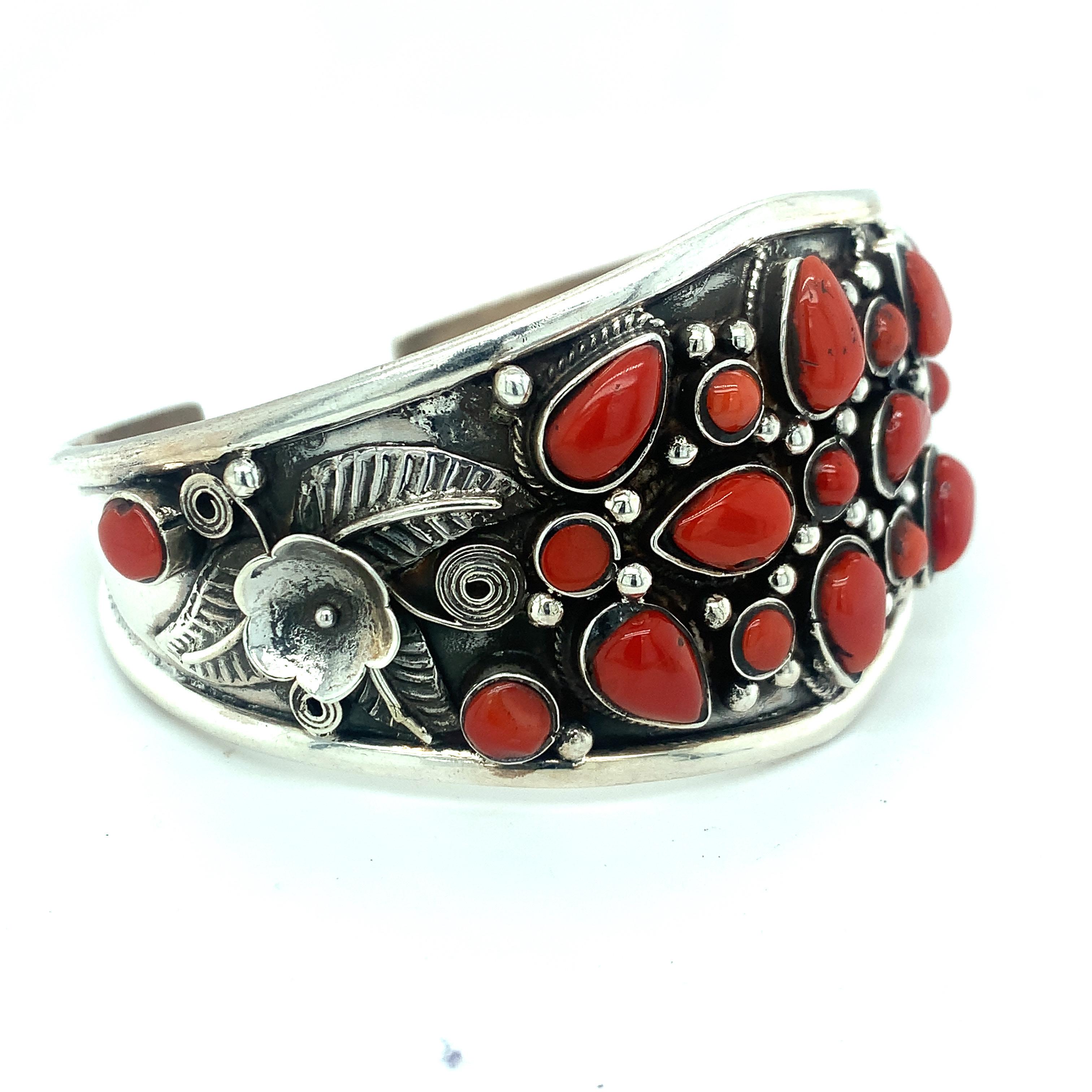 Arts and Crafts Coral Cuff Bracelet For Sale