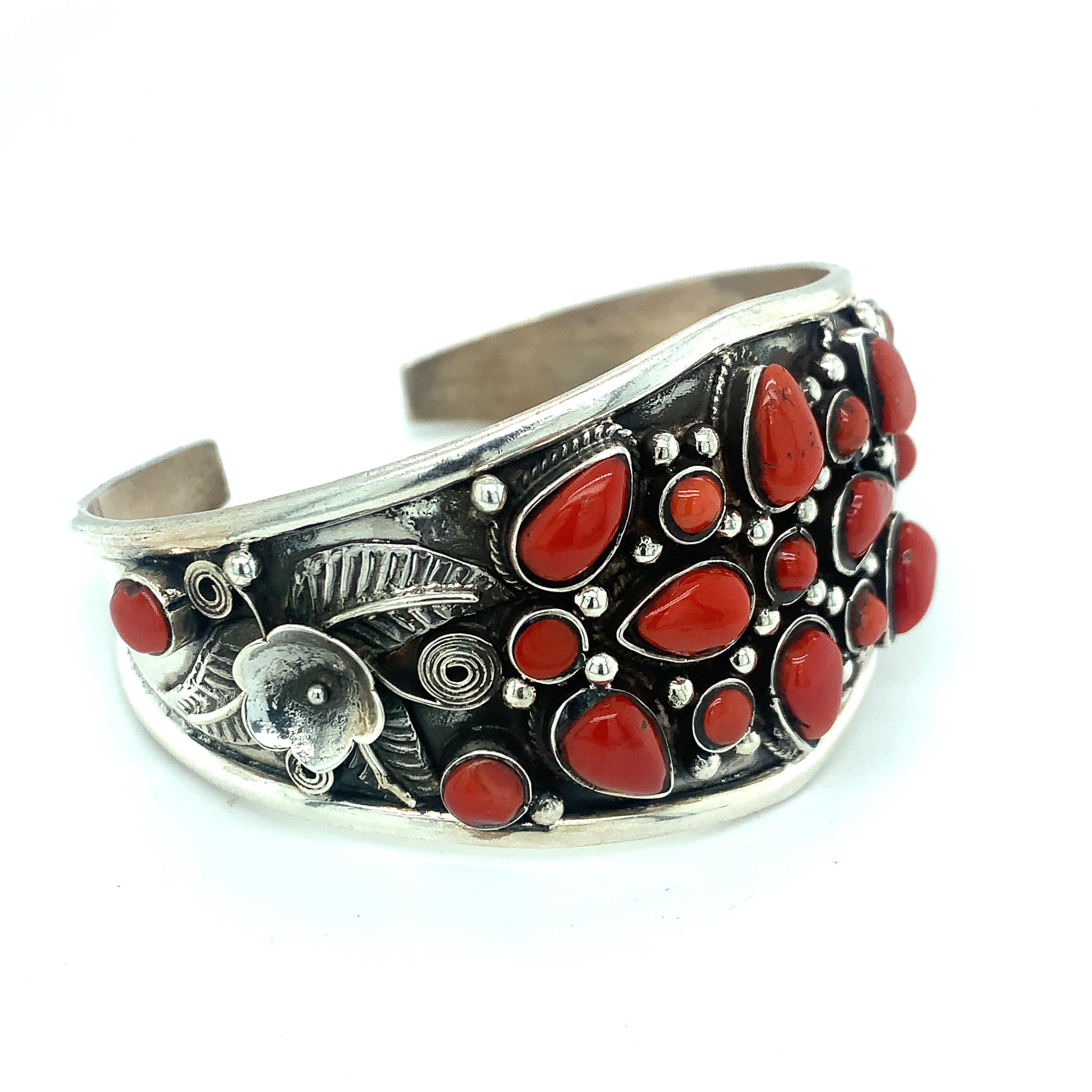 Women's or Men's Coral Cuff Bracelet For Sale