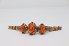 Coral Diamond Gold and Silver Bracelet, 1950s