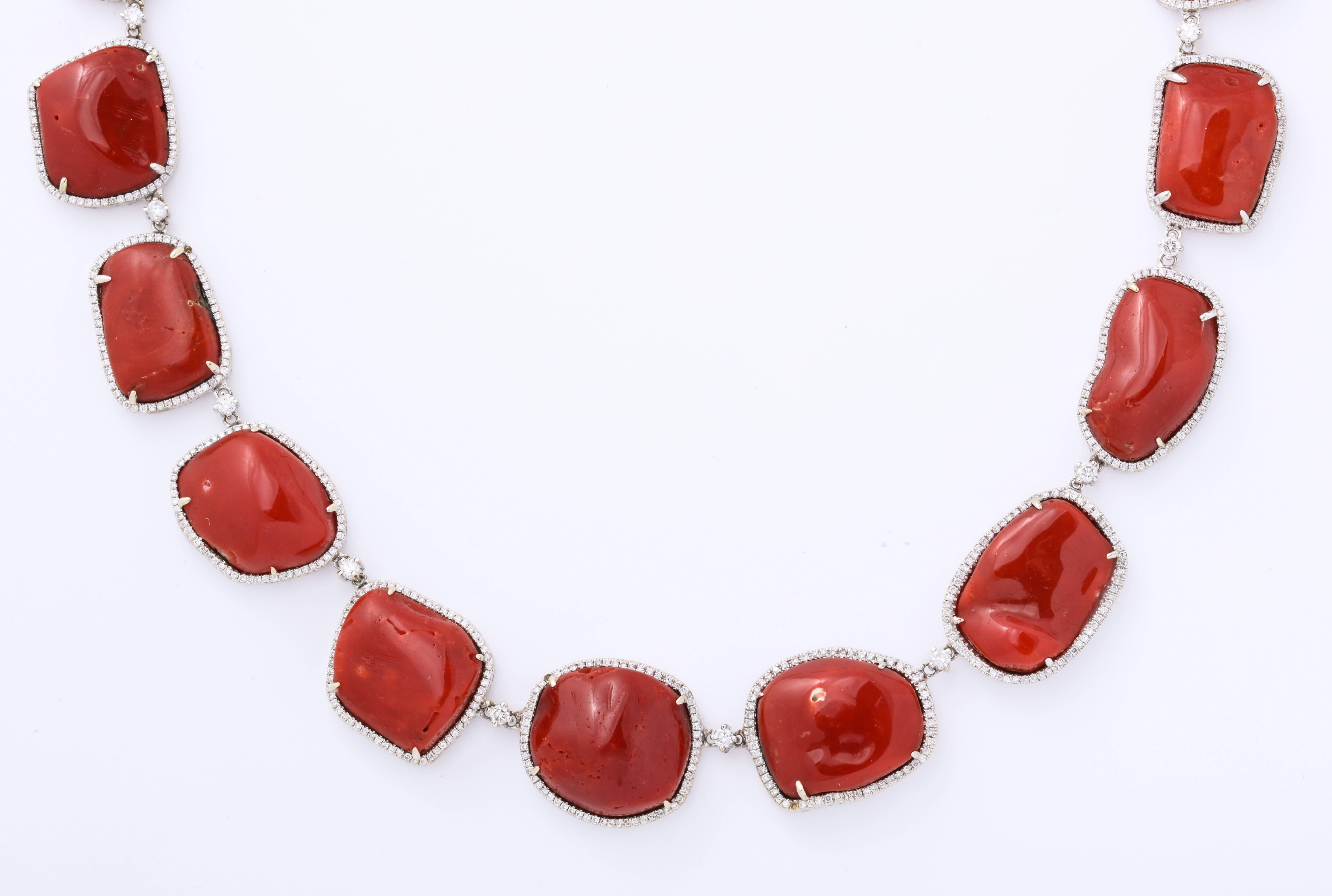 coral diamond necklace