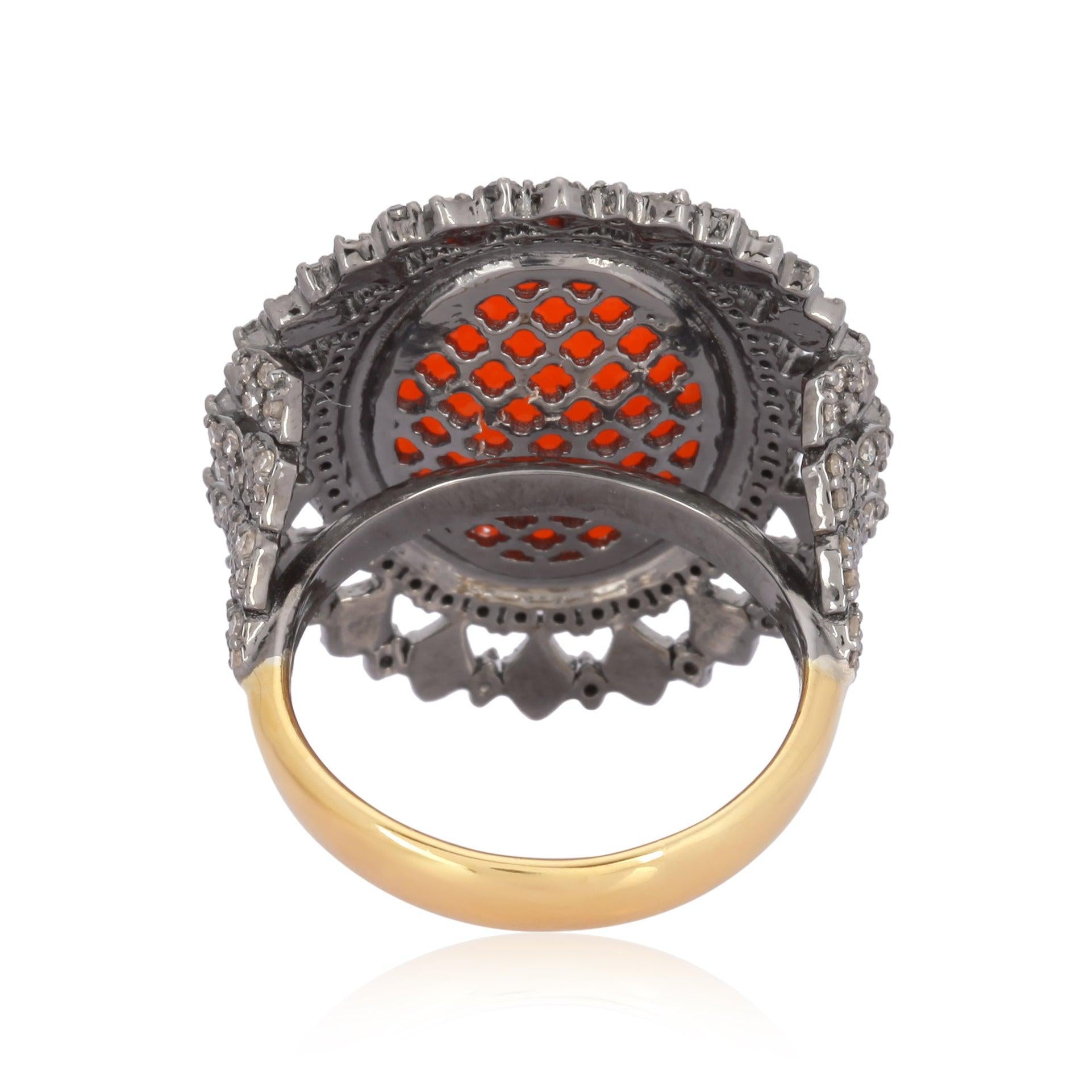 For Sale:  Coral Diamond Sunrise Ring 3