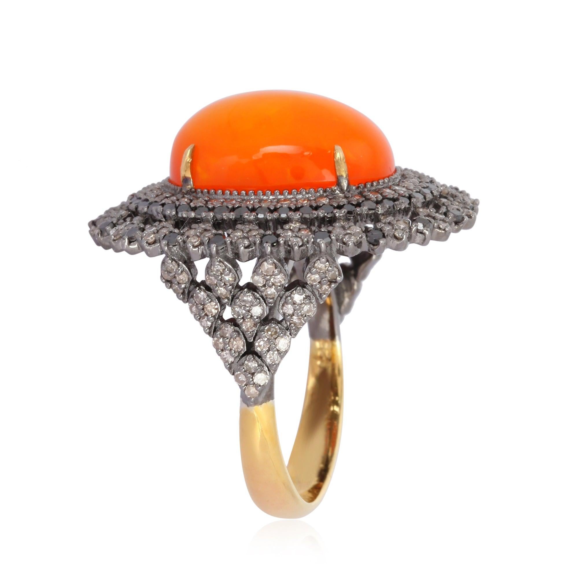 For Sale:  Coral Diamond Sunrise Ring 4