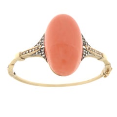 Coral Diamonds 9 Karat Yellow Gold Bangle Bracelet