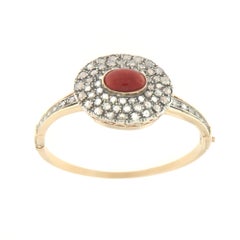 Coral Diamonds 14 Karat Yellow Gold Bangle Bracelet