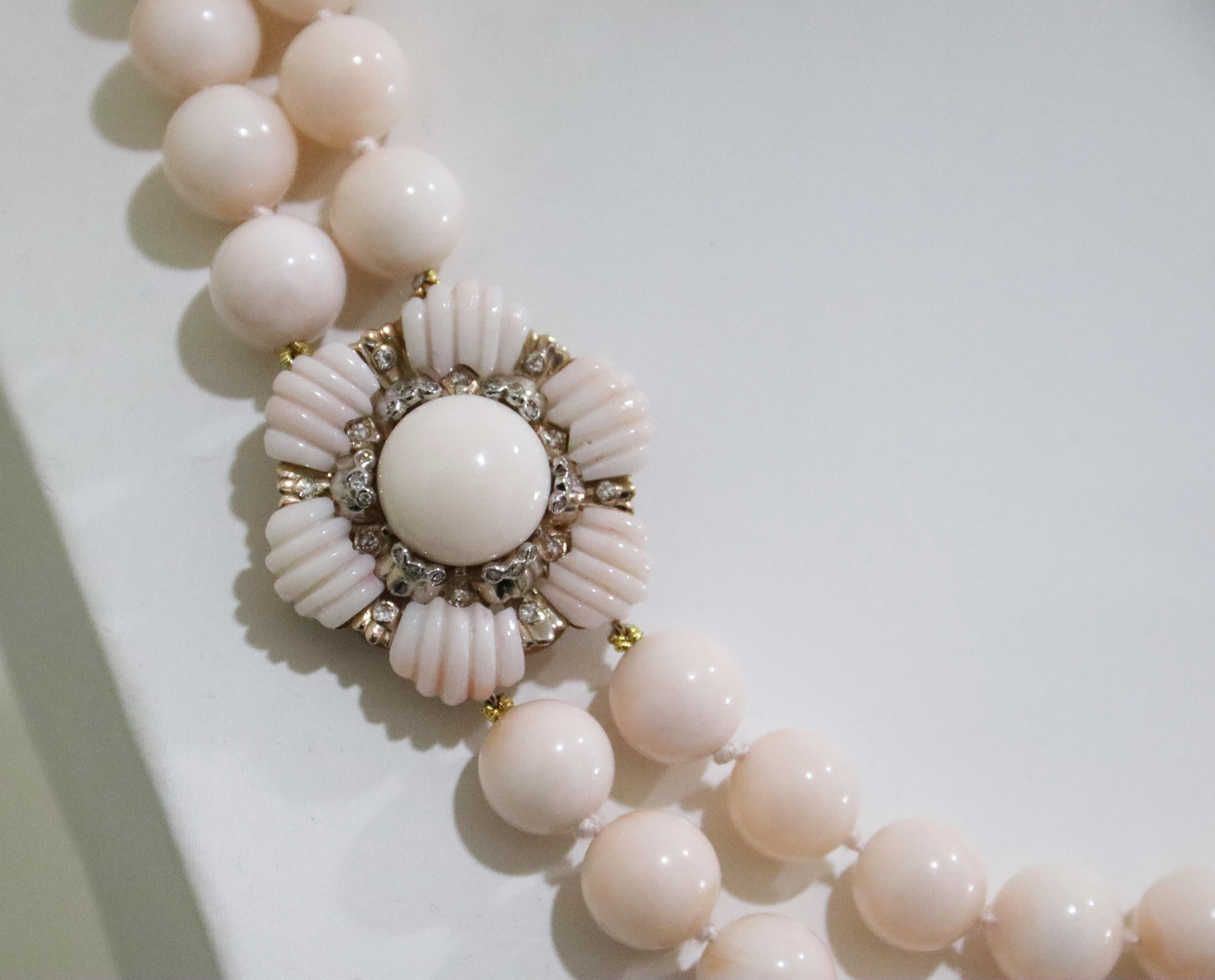 De las mujeres Coral Diamonds 14 Karat Yellow Gold Beaded Necklace en venta