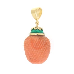 Coral Diamonds 14 Karat Yellow Gold Pendant
