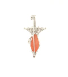 Coral Diamonds 18 Karat White Gold Brooch