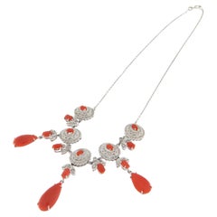 Coral Diamonds 18 Karat White Gold Choker Necklace