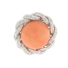 Coral Diamonds 18 Karat White Gold Cocktail Ring