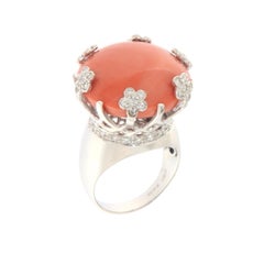 Coral Diamonds 18 Karat White Gold Cocktail Ring